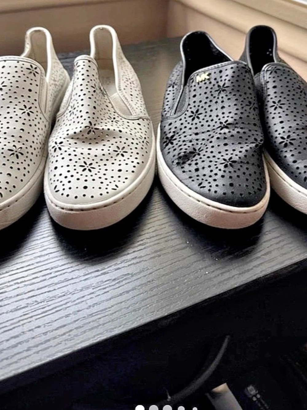 Michael Kors Allie Perforated Slip-On Sneaker Sneakers White & Black